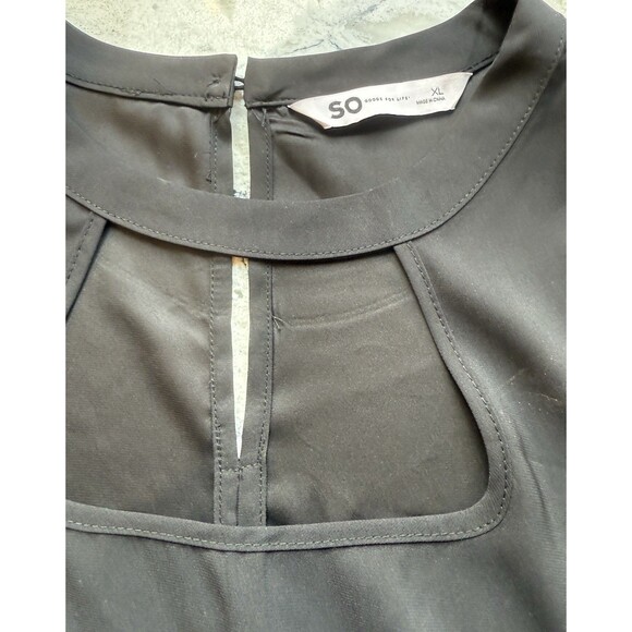So Good For Life Top Womens Size XL Black Open Front Chest Keyhole Back NWOT - Picture 3 of 8